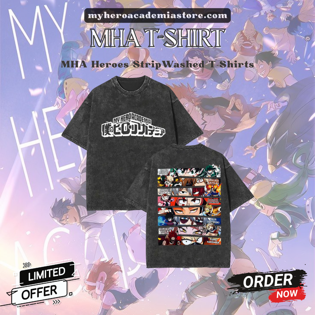 MHA Heroes Strip PTTT1005 Washed  My Hero Academia T-Shirts